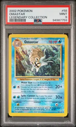 2002 POKEMON LEGENDARY COLLECTION #58 OMASTAR PSA 9 - Image 1