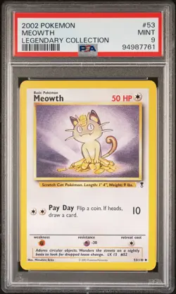 2002 POKEMON LEGENDARY COLLECTION #53 MEOWTH PSA 9 - Image 1