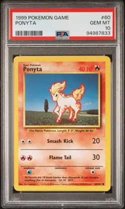 1999 POKEMON BASE SET UNLIMITED #60 PONYTA PSA 10 - Image 1