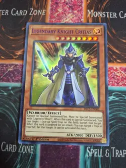 Yu-Gi-Oh! Legendary Knight Critias DLCS-EN002 Purple Ultra Rare 1st Edition NM - Image 1