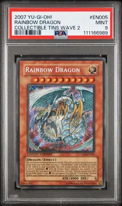2007 Yu-Gi-Oh! Rainbow Dragon CT04 Limited Edition Secret Rare PSA 9 - Image 1