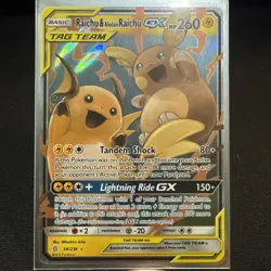 Pokemon TCG Unified Minds Holo Card Raichu Alolan Raichu GX 54/236 SM NM - Image 1