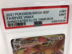 2021 POKEMON SWSH BSP Card FA EEVEE VMAX #087 SHNG FATES ELITE PSA MINT 9 - Image 3