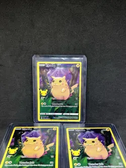 2021 Pokemon Celebrations Pikachu Full Art #005/025 - 5 Card Lot - Image 3