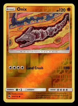 Onix 109/214 Reverse Holo S&M Lost Thunder Pokemon Card - Image 1