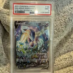 2021 Pokemon Sword & Shield Chilling Reign #168 Galarian Rapidash V PSA 9 - Image 1