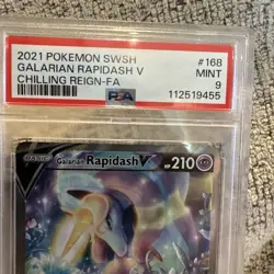 2021 Pokemon Sword & Shield Chilling Reign #168 Galarian Rapidash V PSA 9 - Image 2
