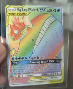 POKEMON SUN & MOON TEAM UP SECRET FULL ART/MAGIKARP & WAILORD 183/181 GX MINT - Image 1