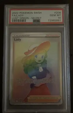 PSA 10 LADY 208/196 FULL ART SECRET LOST ORIGIN POKEMON - Image 1
