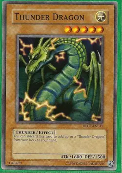 YUGIOH 3x Thunder Dragon x3 Unlimited Ed Common Mix Set Mix Cond - Image 1