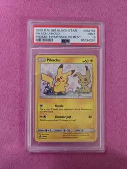 Pokemon SM Black Star Promo Pikachu And Mimikyu Psa 9 Graded Card - Image 1