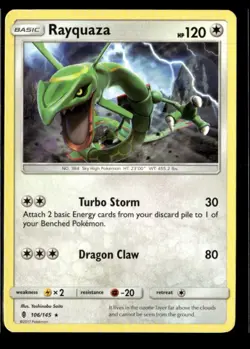 Pokemon Card Rayquaza 106/145 Guardians Rising Rare Non-Holo LP 2017 - Image 1