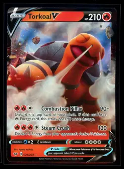 2020 Sword & Shield Torkoal V #24 Ultra Rare Holo Pokemon Card - Image 1