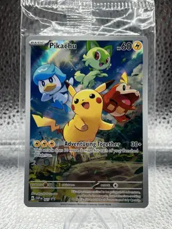 Paldea Evolved Pikachu Black star Promo SVP027 Pokemon Center Stamp Sealed - Image 1