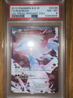 Pokemon 2013 B&W Legendary Treasures FA Holo Reshiram Radiant Coll. #22 PSA 8 - Image 1