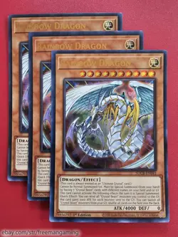 3x Yugioh SDCB-EN041 Rainbow Dragon Ultra Rare 1st Edition LP Light Play x3 - Image 1