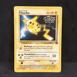 Pokemon Pikachu Black Star Promo Card WB Movie Promo, WOTC - MP - Image 1