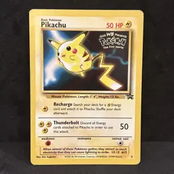 Pokemon Pikachu Black Star Promo Card WB Movie Promo, WOTC - MP - Image 1