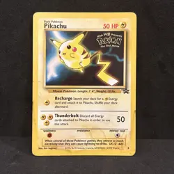 Pokemon Pikachu Black Star Promo Card WB Movie Promo, WOTC - MP - Image 1