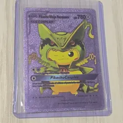 Pokemon Pikachu Mega Rayquaza Purple Foil Holo Textured Fan Art Card Nintendo - Image 1