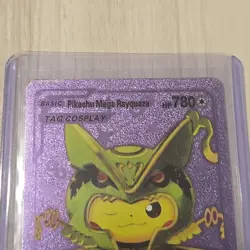 Pokemon Pikachu Mega Rayquaza Purple Foil Holo Textured Fan Art Card Nintendo - Image 2