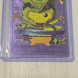 Pokemon Pikachu Mega Rayquaza Purple Foil Holo Textured Fan Art Card Nintendo - Image 3