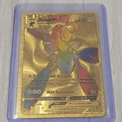 Pokemon Rainbow Scizor VMAX Gold Foil Fan Art Card - Image 1