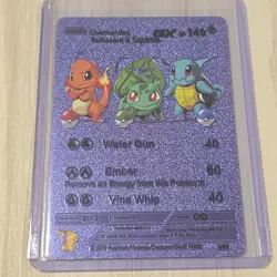 Pokemon Charmander Squirtle Bulbasaur GX HP 140 Purple Foil Fan Art Card 3/99 - Image 1