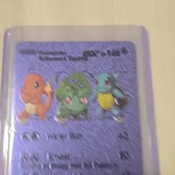 Pokemon Charmander Squirtle Bulbasaur GX HP 140 Purple Foil Fan Art Card 3/99 - Image 2