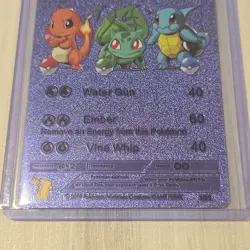 Pokemon Charmander Squirtle Bulbasaur GX HP 140 Purple Foil Fan Art Card 3/99 - Image 3