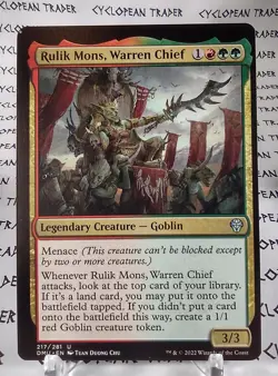RULIK MONS, WARREN CHIEF mtg OFFCENTER Error Dominaria United Unc - Image 1