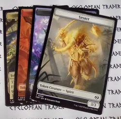 4 Square Cut DAMAGED Error Tokens mtg Tarkir: Dragonstorm Dragon Goblin Warrior - Image 1