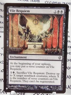VILE REQUIEM mtg INK ERROR Commander 2013 Unc Gold-ish Symbol - Image 1