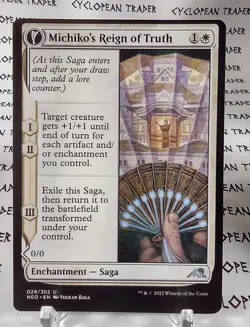 MICHIKO'S REIGN OF TRUTH mtg OFFCENTER Error Kamigawa Neon Dynasty Unc (#Z173) - Image 1