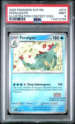 2025 POKEMON SVP EN-SV BLACK STAR PROMO #213 FERALIGATR PSA 9 - Image 1