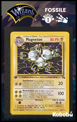 Carte Pokemon Magneton 26/62 Edition 1 Ed 1 Fossile Wizards 1 - Image 1