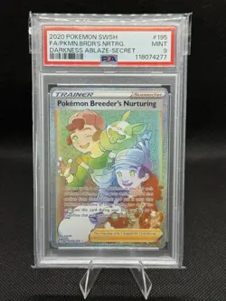 2020 Pokemon SWSH Darkness Ablaze Pokemon Breeder’s Nurturing Secret #195 PSA 9 - Image 1