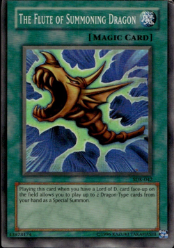 YUGIOH FLUTE OF SUMMONING DRAGON SDK-042 miscut top - Image 1