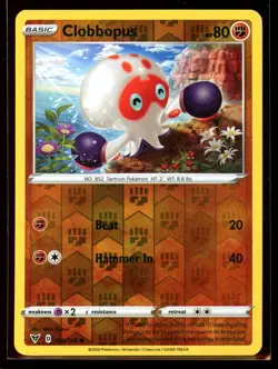 2020 Sword & Shield - Vivid Voltage Clobbopus #100 Reverse Holo Pokemon Card - Image 1