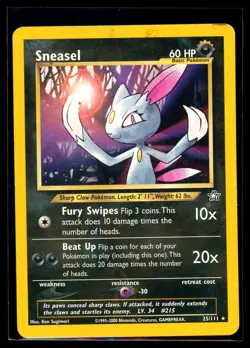 2000 Neo - Genesis Sneasel #25 Non Holo Rare Pokemon Card - Image 1