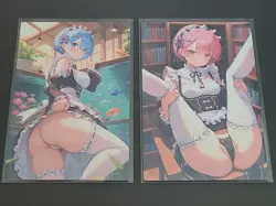Rem and Ram Re:Zero - ACG Anime Girl Doujin Waifu DIY Card - 2 Card Set - Image 1