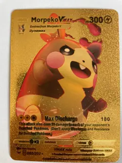 Morpeko Vmax Premium Gold Foil Fan Art Textured Collector Pokemon Card 080/202 - Image 1