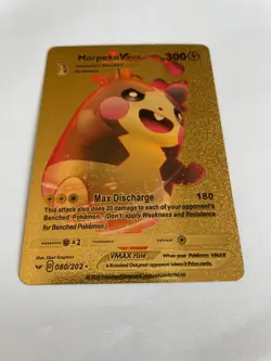 Morpeko Vmax Premium Gold Foil Fan Art Textured Collector Pokemon Card 080/202 - Image 3
