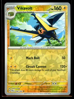 2024 Scarlet & Violet Series - Temporal Forces Vikavolt #56 Reverse Holo Pokemon - Image 1