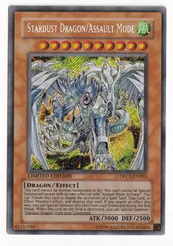 Yugioh Stardust Dragon/Assault Mode DPCT-EN003 Secret Rare Limited Edition LP - Image 1