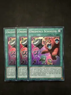 PLAYSET OBEDIENCE SCHOOLED SUPER RARE MP14-EN242 NEAR MINT YUGIOH 3 CARDS - Image 1