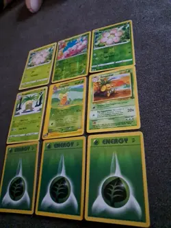 9 Card Grass Pokemon Lot Exeggcute/Exeggutor 2 Reverse Holos And Base 2 Energys - Image 2