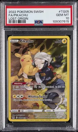 2022 POKEMON SWORD & SHIELD LOST ORIGIN #TG05 FULL ART/PIKACHU PSA 10 - Image 1