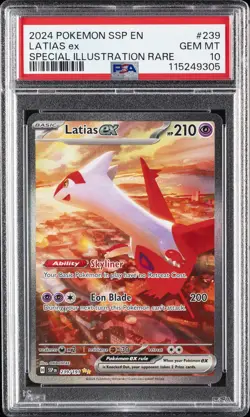 2024 POKEMON SSP EN-SURGING SPARKS SPECIAL ILLUSTRATION RARE LATIAS EX PSA 10 - Image 1