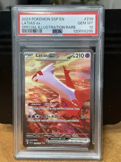 2024 POKEMON SSP EN-SURGING SPARKS SPECIAL ILLUSTRATION RARE LATIAS EX PSA 10 - Image 1